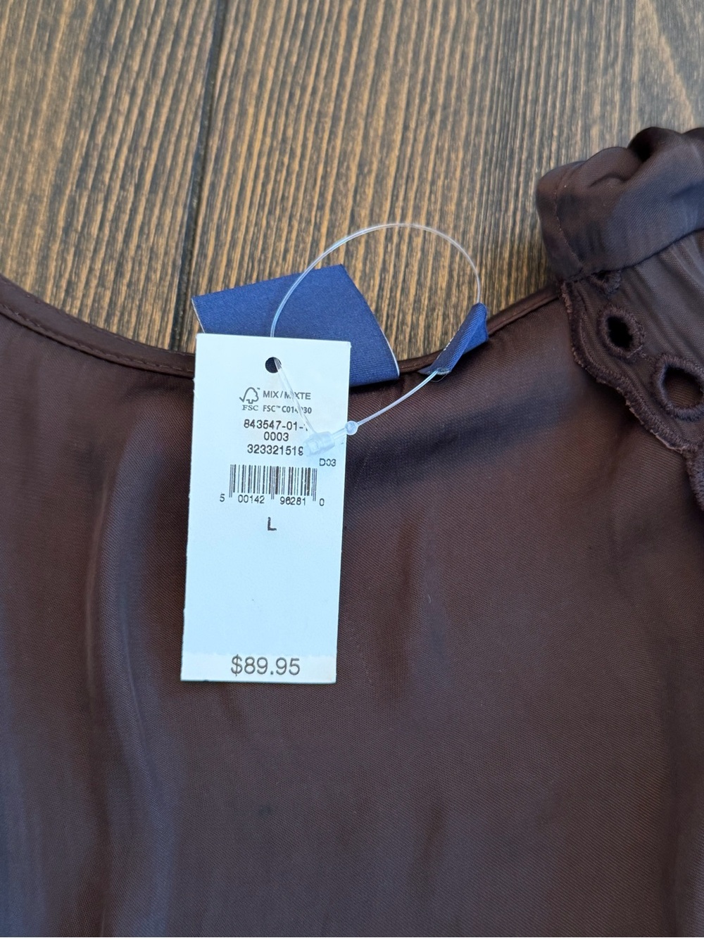 NWT Gap Eyelet V-Neck Peplum Top Feminine Vibes Brown Large - Picture 4 of 6